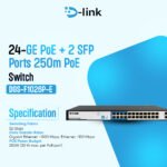 DLSW-DGS-F1026P (D-Link 24-port 10/100/1000 Unmanaged Long Range 250m PoE+  Switch with 24 PoE ports & 2 Gigabit SFP ports